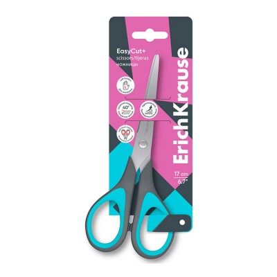 Ножницы для левшей ErichKrause EasyCut+, 17 см, ассорти  (в блистере по 1 шт)