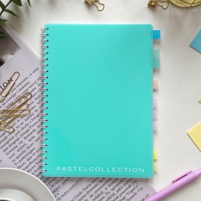 Тетрадь  А5 80 л. Pastel Collection Mint, с пластиковой обложкой, на металлическом гребне