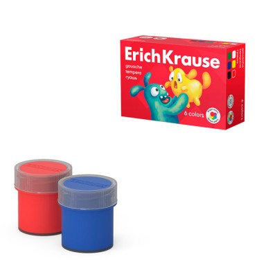 Гуашь ErichKrause Jolly Friends 6 цветов по 20 мл (в коробке 6 шт)