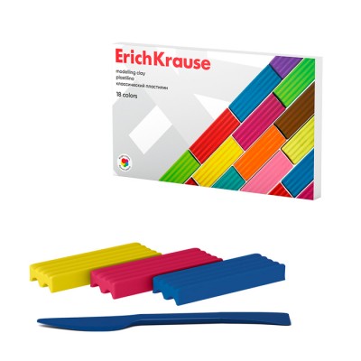 Пластилин классический ErichKrause 18 цветов, 288 г (в коробке 18 шт)
