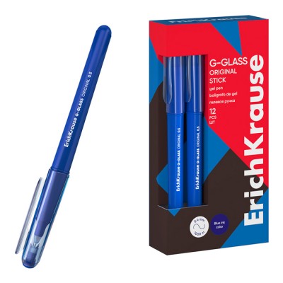 Ручка гелевая ErichKrause G-Glass Stick Original 0.5, цвет чернил синий (в коробке по 12 шт.)
