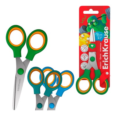 Ножницы ErichKrause Junior Softy Jolly Friends, 13см, ассорти (в блистере по 1 шт.)