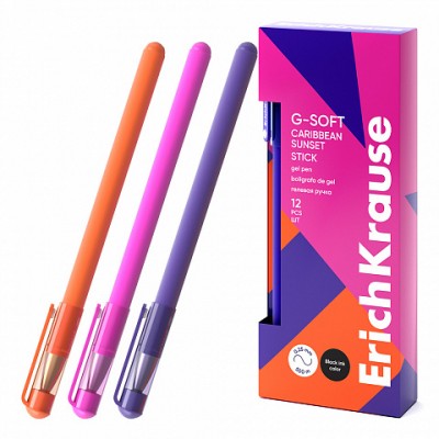 Ручка гелевая ErichKrause G-Soft Stick Caribbean Sunset 0.38, цвет чернил черный (в коробке по 12 шт.)