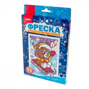 Фреска. Картина из песка "Бурый мишка"