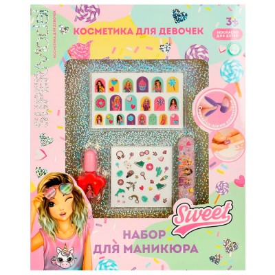 Косметика ДЛЯ ДЕВОЧЕК набор для маникюра: лак д/ногтей, наклейки д/ногтей МИЛАЯ ЛЕДИ