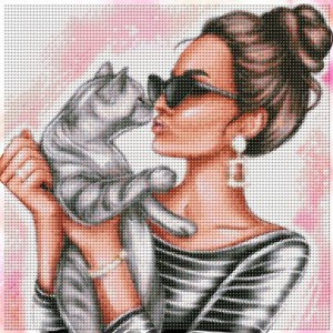 Алмаз. мозаика (класс.) 30х30см, с подр., с полн.заполн. (24цв) Модная девушка