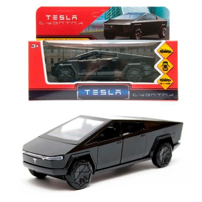 Машина металл tesla cybertruck 13,7см, дв, инер,глянцевый черный