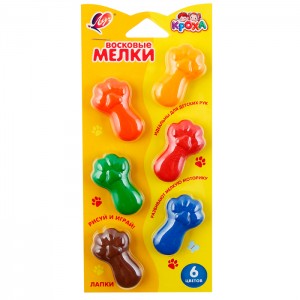 Восковые мелки "Кроха" 6 цв., фигурные "Лапки"