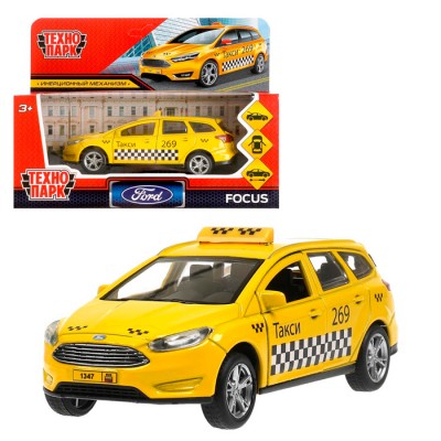 Машина металл FORD FOCUS TURNIER ТАКСИ длина 12 см, двер, багаж, инерц, кор. Технопарк