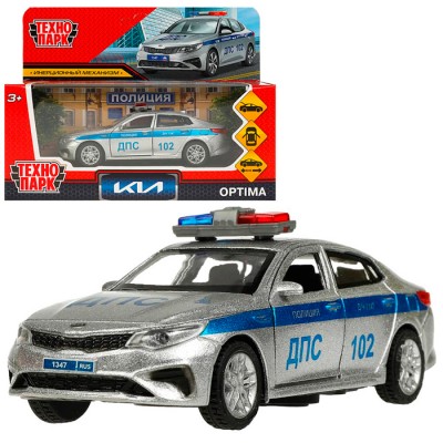 Машина металл KIA OPTIMA ПОЛИЦИЯ 12 см, двер, баг, инерц, серебристый, кор. Технопарк