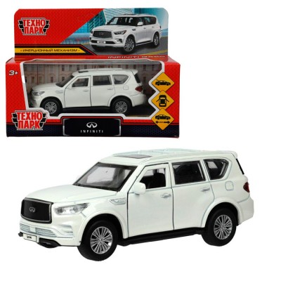 Машина металл INFINITI QX80, длина 12,5 см, двери, баг., инер, белый, кор. Технопарк