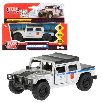 Машина металл HUMMER h1 ПИКАП ПОЛИЦИЯ, 12 см, дв., багаж., инерц., кор. Технопарк