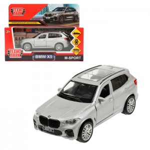 Машина металл BMW X5 M-SPORT 12 см, двери, багаж, инерц, серебристый, кор Технопарк