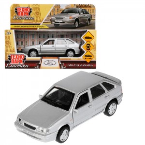 Машина металл LADA-2114 "SAMARA" 12 см, двери, багаж, инерц, серебрист, кор. Технопарк