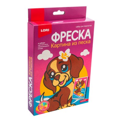 Фреска. Картина из песка "Собачка"