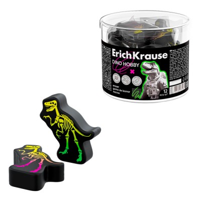 Ластик ErichKrause Dino Hobby (в тубусе по 12 шт.)