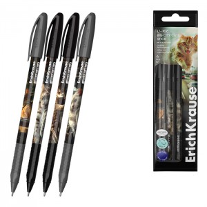 Набор из 4 ручек шариковых ErichKrause U-108 Stick Big City Cats 1.0, Ultra Glide Technology, цвет чернил синий (в пакете)