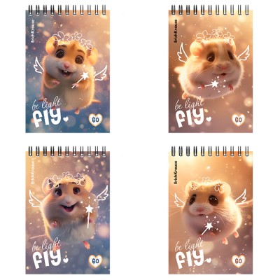 Блокнот на спирали ErichKrause Fluffy, А6, 60 листов, клетка_MIX-PACK