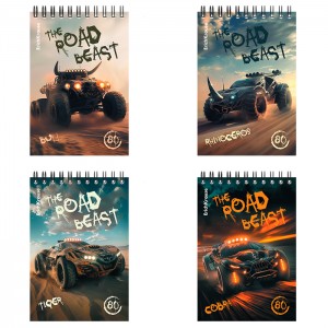 Блокнот на спирали ErichKrause Road Beast, А6, 80 листов, клетка_MIX-PACK