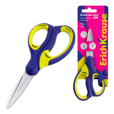 Ножницы ErichKrause ErgoLine® Kids, 15см, ассорти (в блистере по 1 шт.)