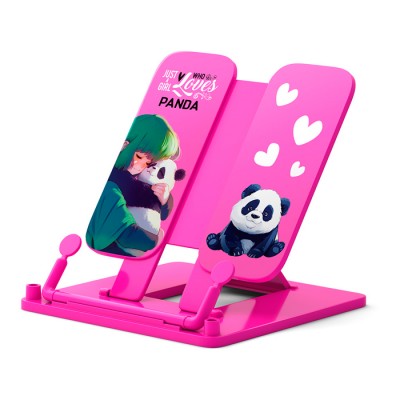 Подставка для книг пластиковая ErichKrause Panda Hugs, розовый