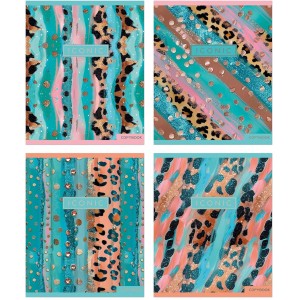 Тетрадь 48 листов скрепка, "Pastel Gold Leopard"