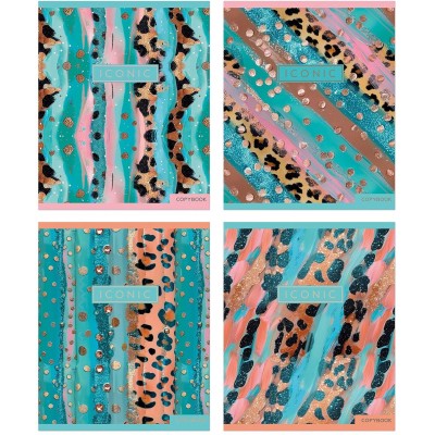 Тетрадь 48 листов скрепка, "Pastel Gold Leopard"