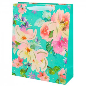 Пакет подар. с мат.лам.и глит.18*23*10см(M), Цветы на ветру