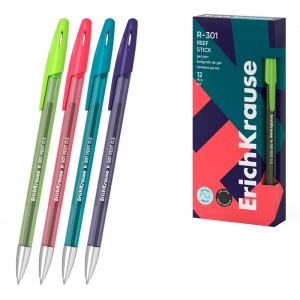 Ручка гелевая ErichKrause R-301 Gel Stick Reef 0.5, цвет чернил черный (в коробке по 12 штук)