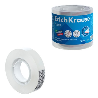 Набор из 4 клейких лент ErichKrause Clear, прозрачная, 12ммх33м (в пленке)
