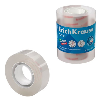 Набор из 4 клейких лент ErichKrause Clear, прозрачная, 18ммх33м (в пленке)