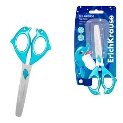 Ножницы ErichKrause Sea Friends Dolphin, 13.5 см (в блистере по 1 шт.)