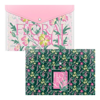 Папка-конверт на кнопке пластиковая ErichKrause Floral Soul, A4, ассорти (в пакете по 12 шт.)