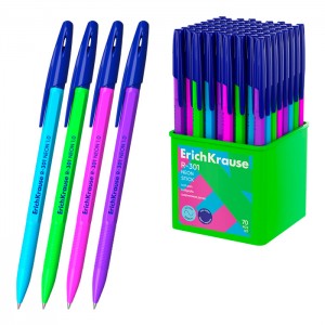 Ручка шариковая ErichKrause R-301 Stick Neon 1.0, цвет чернил синий (в стакане по 70 шт.)