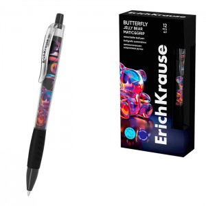 Ручка шариковая автоматическая ErichKrause Butterfly Matic&Grip Jelly Bear 0.7, Super Glide Tech, цвет чернил синий (в коробке по 12 шт.)