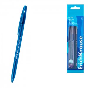 Набор из 4 ручек шариковых ErichKrause R-301 Stick Original 1.0, цвет чернил синий (в пакете)