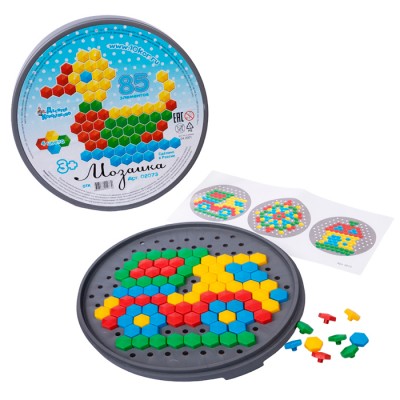 Мозаика шестигранная 85 эл (круглая пласт.коробка)