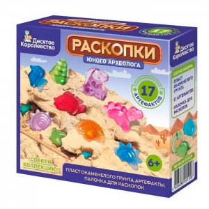 Раскопки "17 артефактов" (2 динозаврика, 15 мелких ракушек)