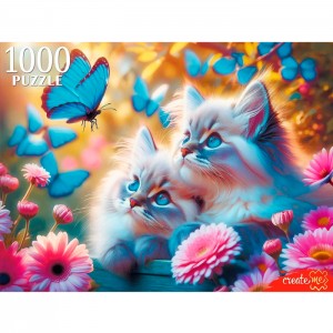 Пазлы 1000 элементов. Котята и бабочки 16+ Пазлы 1000 элементов. Котята и бабочки 16+