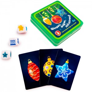 Игра настольная "Шишки, шарик, звездочка" (жестяная коробочка)