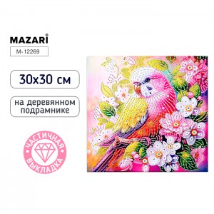 Алмазная мозаика ПОПУГАЙЧИК, 30х30 см, част. выкл.