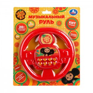 Музыкальный руль 20+ песен, фраз, звуков Чебурашка на блист. Умка