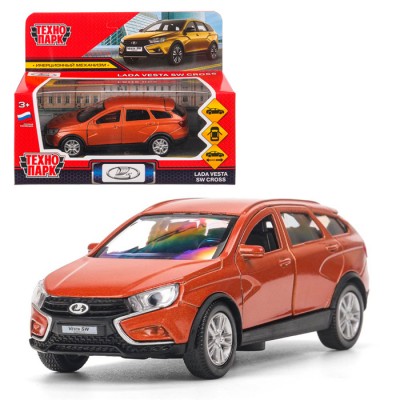 Машина металл LADA VESTA SW CROSS, 12 см, двер, багаж, инерц, золотой. кор. Технопарк