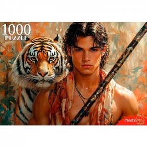 Пазлы 1000 элементов 16+. Юноша и тигр
