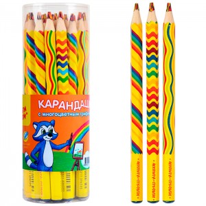 Карандаш с многоцветным грифелем Мульти-Пульти "Енот и радуга", утолщенный