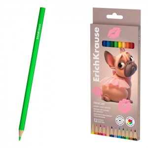 Цветные карандаши пластиковые ErichKrause Frenchie шестигранные 12 цветов