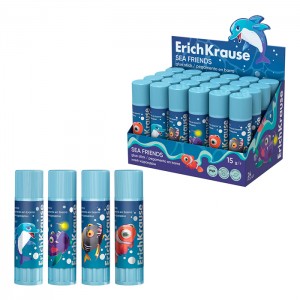 Клей-карандаш ErichKrause EasyStick Sea Friends, 15г, ассорти