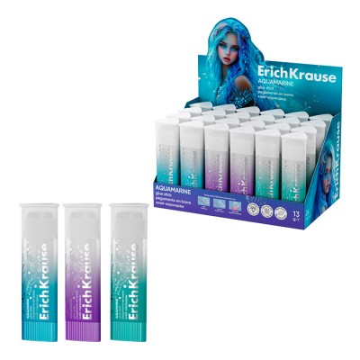 Клей-карандаш ErichKrause Prism Aquamarine, 13г, ассорти, повышенной прозрачности