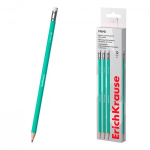 Чернографитный карандаш пластиковый ErichKrause Prime, шестигранный, с ластиком, HB