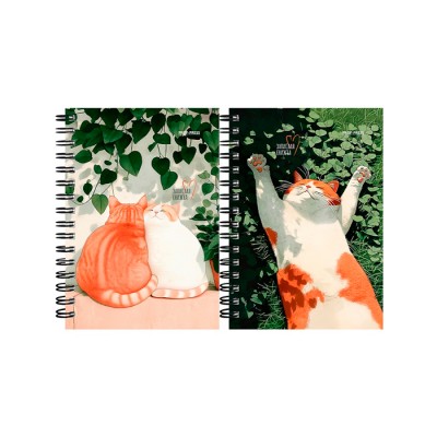 Записная книжка А6, 120л. Солнечные котики-1 на гребне, цветн. мелов. обл.